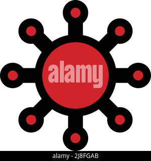 Red virus icon. Vector illustration. Editable vector. Stock Vector