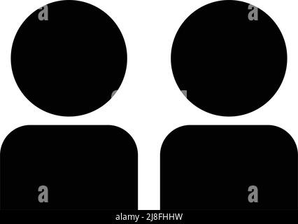 Two people silhouette icon. Editable vector. Stock Vector