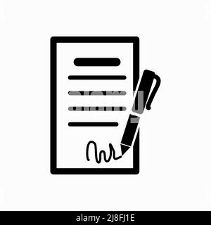 Note by pen black icon, concept illustration, vector flat symbol, glyph sign. Stock Vector