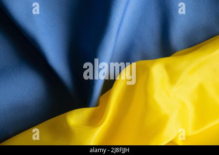 Yellow-blue national flag of Ukraine as a background, stop war and peace in Ukraine 2022 Stock Photo