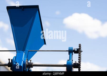 Close up of grain compartment on seeder for agriculture. High quality photo Stock Photo