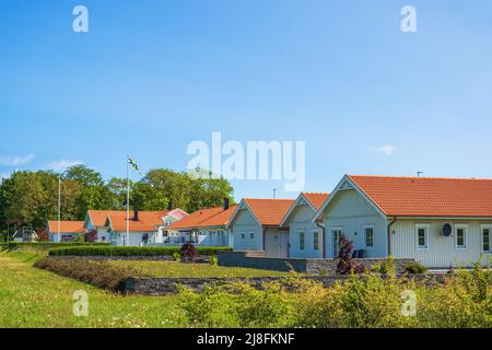Swedish Residential houses and gardens in the summer Stock Photo