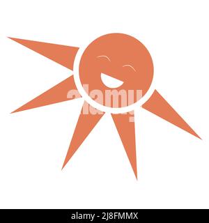 Simple geometric symbol smiling sun vector illustration, easy to recolor Stock Vector