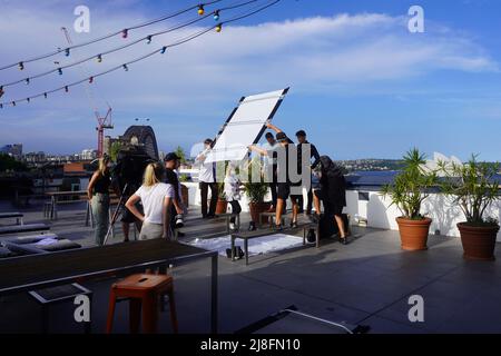 Photo Shoot in Progress on a Roof Top in the Rocks Stock Photo