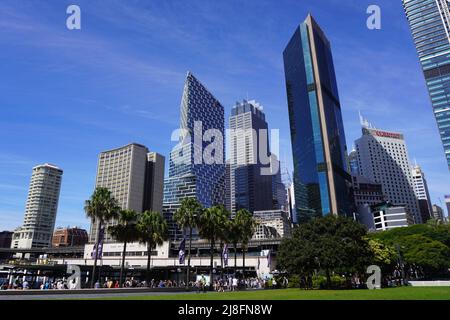 Skyscrapers at Circular Quay on a Sunny Autumn Day Stock Photo