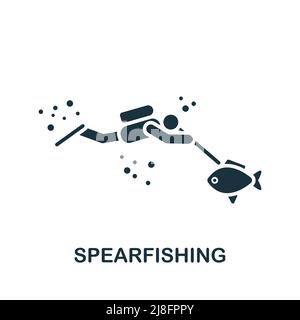 Spearfishing icon. Monochrome simple Fishing icon for templates, web design and infographics Stock Vector