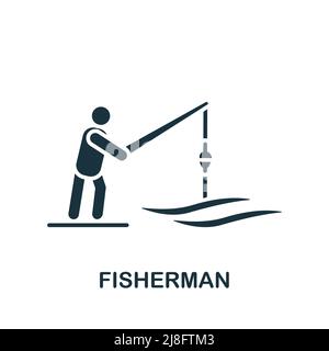 Fisherman icon. Monochrome simple Fishing icon for templates, web design and infographics Stock Vector