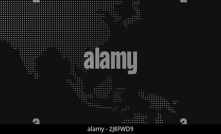 3d Pixel Asia map white background. Digital dots in the form global ...