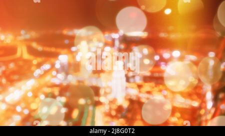 Absract Blurred Bokeh Architectural Urban Backdrop. Real Blurred Colorful Bokeh Background With Defocused Lights Stock Photo