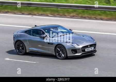 2019 silver Jaguar F-TYPE V6 R-DYNAMIC AWD 2995cc petrol 8-speed automatic 2dr coupe Stock Photo