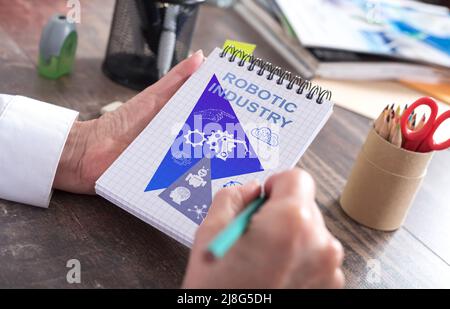 Robotic industry concept drawn on a notepad Stock Photo