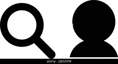 Icons of magnifying glasses and people. Editable vector. Stock Vector