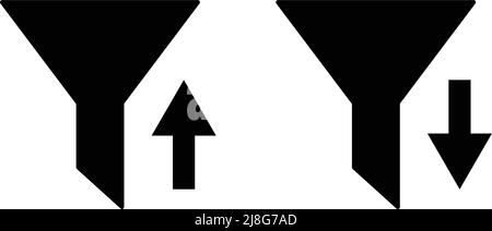 The filter icon. Ascending sort and descending sort icon sets. Editable vector. Stock Vector