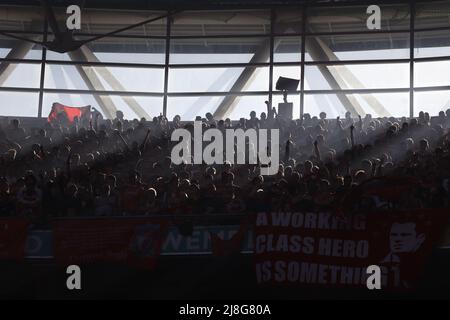 London, UK. 14th May, 2022. Liverpool fans at the Emirates FA Cup Final with Chelsea v Liverpool at Wembley Stadium, London, UK, on May 14, 2022 Credit: Paul Marriott/Alamy Live News Stock Photo