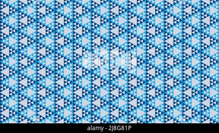 Abstract Polygonal Triangles Ornament. Blue Triangular Shapes. Geometric Seamless Pattern Design Template. Stock Vector
