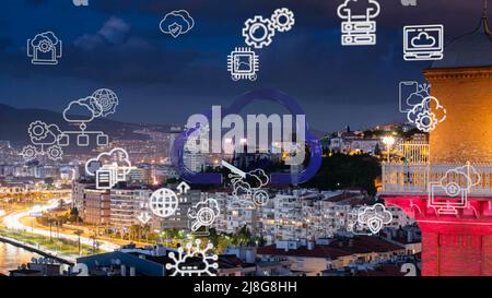Cloud Computing diagram Network Data Storage Technology Service Stock Photo