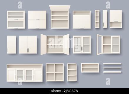 Kitchen cabinets set vector furniture for interior Stock Vector