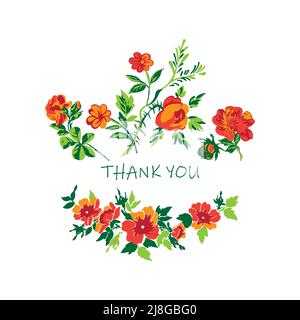 Wedding invitation floral card. Wreath roses flowers, stems, leaves in pastel green red colors on white background. Vector illustration, greeting card Stock Vector