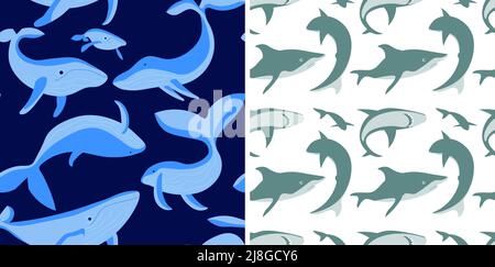 Seamless underwater pattern with Sharks Stock Vector