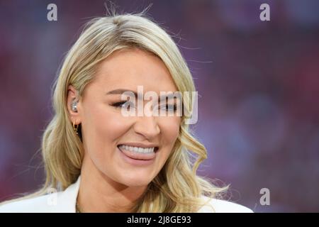 14 May 2022 - Chelsea v Liverpool - Emirates FA Cup Final - Wembley Stadium  Television and radio sports and football presenter Laura Woods, pictured whilst leading ITV's coverage of the FA Cup Final at Wembley Picture Credit : © Mark Pain / Alamy Live News Stock Photo