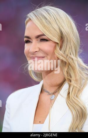 14 May 2022 - Chelsea v Liverpool - Emirates FA Cup Final - Wembley Stadium  Television and radio sports and football presenter Laura Woods, pictured whilst leading ITV's coverage of the FA Cup Final at Wembley Picture Credit : © Mark Pain / Alamy Live News Stock Photo