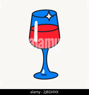 Cartoon vector funny cute Comic characters, glass of wine. Stock Vector