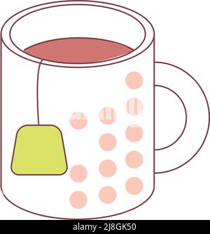 Cup with tea bag semi flat color vector element Stock Vector