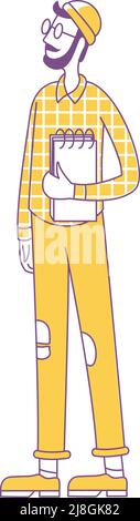 Man with beard semi flat color vector character Stock Vector
