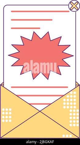 Delete spam letter semi flat color vector element Stock Vector