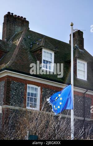 half mast european flag aldeburgh suffolk england Stock Photo