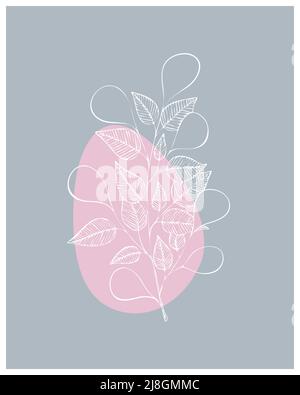 Boho style abstract background minimalism, doodle, grey and pink, decor. Vector illustration Stock Vector