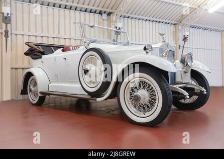 GALDAMES, SPAIN-AUGUST 8, 2021: 1928 Rolls-Royce 20 HP Cabrio in Torre Loizaga (Miguel de la Via) Car Museum Stock Photo
