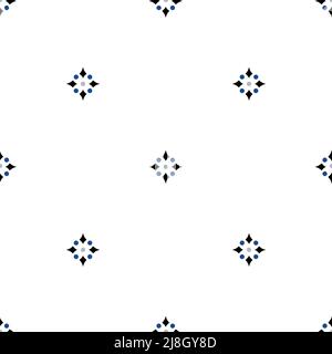 Seamless vector pattern with geometrical wall tile on white background. Simple vintage monochrome wallpaper design. Stock Vector