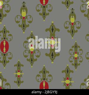Seamless vector pattern with abstract royal elements. Elegance Victorian wallpaper design. Luxury repeat textile tile. Stock Vector