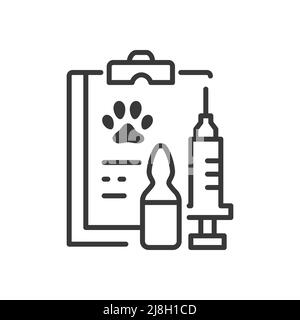 Animal and pet vaccination - vector line design single isolated icon Stock Vector