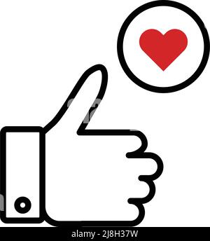 Thumbs up and heart icon. Like sign. Editable vector. Stock Vector