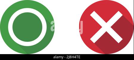 Modern icon set with circle and cross marks. Editable vector. Stock Vector