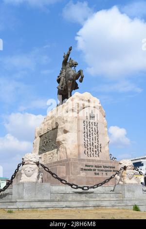 ULAANBAATAR, MONGOLIA - May 11, 2022: Statue of Damdin Sukhbaatar Stock Photo