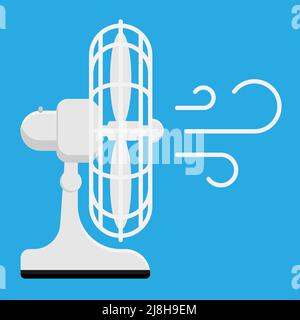 Electric fan for cooling room side view. Maintaining comfortable temperature in room. Flat vector isolated on white background Stock Vector