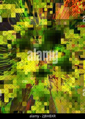 Pixel art, green color, nature, abstract. Stock Photo