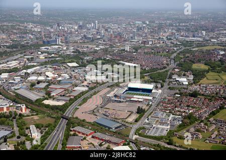 aerial view of Holbeck & Beeston looking towards Leeds city centre Stock Photo