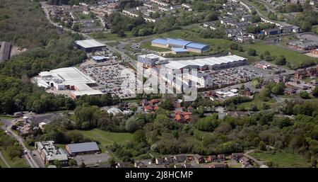 aerial view of Catterick Garrison village centre including the Tesco Superstore & Princes Gate Shopping Park, North Yorkshire