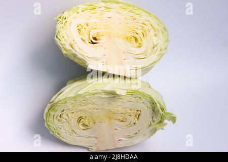 Fresh green cabbage isolated on white background Stock Photo