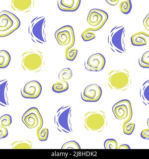 Abstract background in blue and yellow shades, seamless pattern Stock Vector