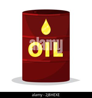Oil barrel with golden text and drop. Vector illustration flat. Stock Vector