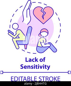 Lack of sensitivity concept icon Stock Vector