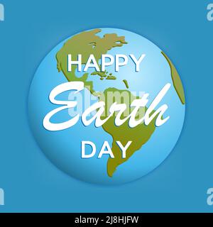 Happy earth day and world map in concept environment, ecology of vector. Stock Vector