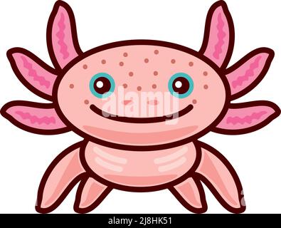 cute axolotl front view Stock Vector