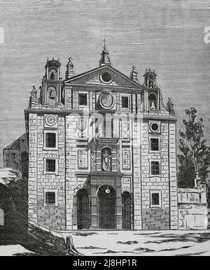 Spain, Avila. Convent of St. Teresa.  Engraving, 19th century. Stock Photo