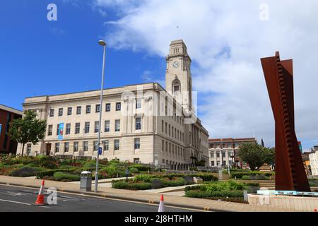 BARNSLEY, UK - JULY 10, 2016: Town centre and City Hall view in Barnsley, UK. Barnsley is a major town of South Yorkshire with population of 91,297. Stock Photo